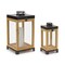 Melrose Wooden Box Candle Lanterns with Stand - 17" - Set of 2